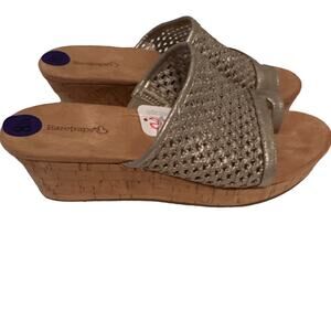 Baretraps Ladies' Cora Sand Wedge Slide Sandal size 8.5 New Beige Mesh